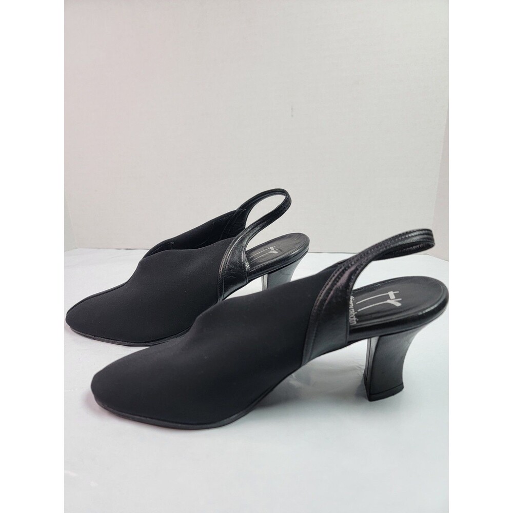 Thierry Rabotin Black Slingback Heels Made in Italy Womens Size 6.5 Vento Cuoio